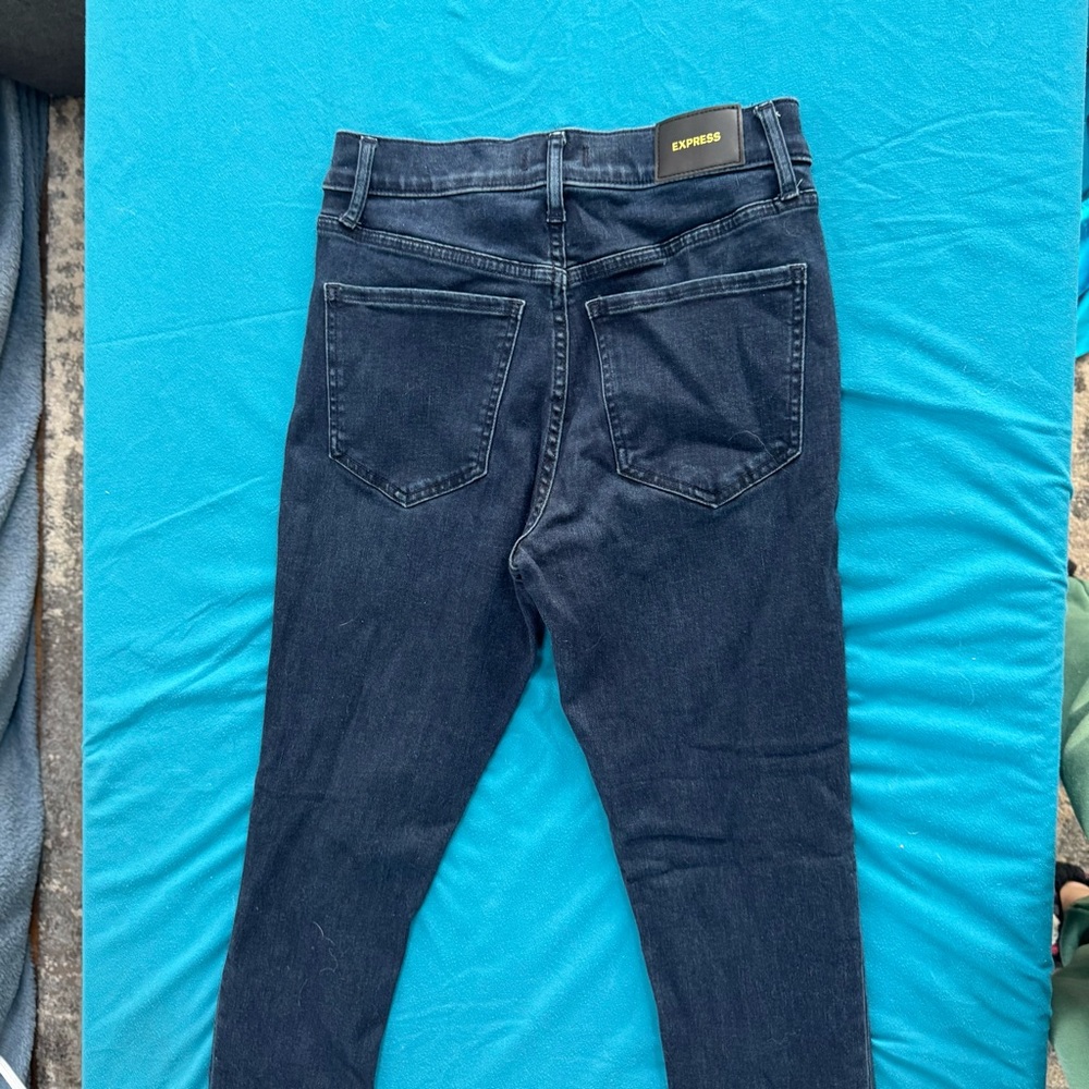 Express Midnight Blue Distressed Skinny Jeans - Picture 3 of 3